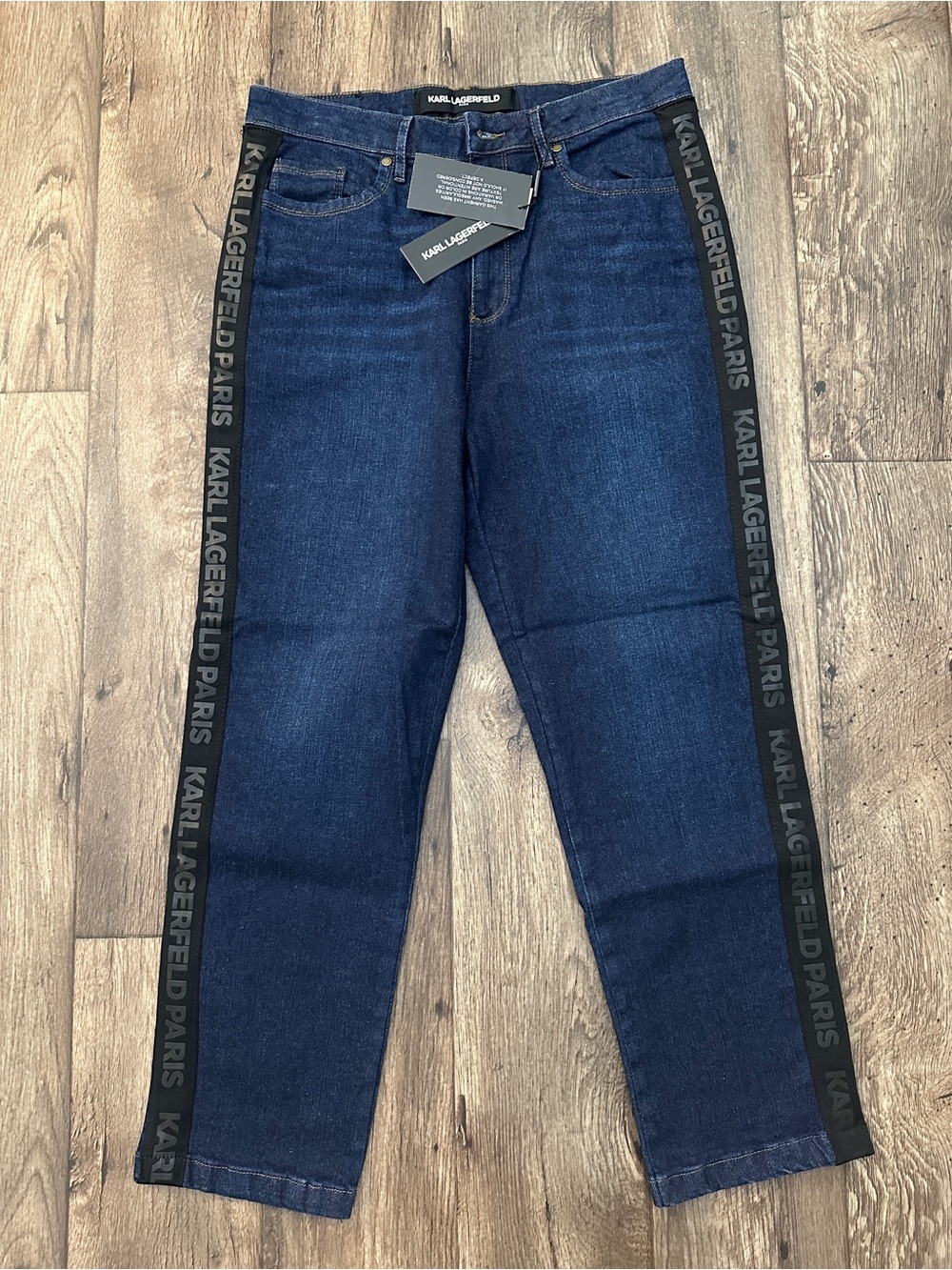 Karl Lagerfeld Cotton Blend Side Logo Denim Jeans Women’s Size 12 Blue